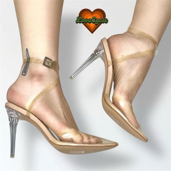 Missguided Perspex Clear Pointed Toe Heels – Size US 8 - Picture 2 of 8